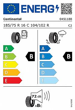 185/75/R16 104/102R ContiVanContact 100 (Εως 10-ατοκες δοσεις)