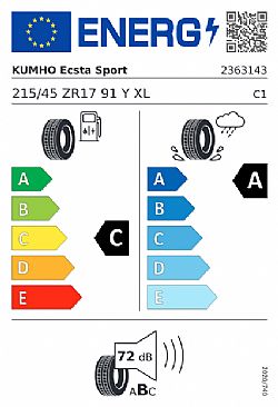Kumho Ecsta Sport PS72 215/45 ZR17 91Y (Εως 10-ατοκες δοσεις)