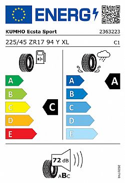 Kumho Ecsta Sport PS72 225/45 ZR17 94Y XL (Εως 10-ατοκες δοσεις)