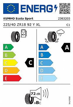 Kumho Ecsta Sport PS72 225/40ZR18 92Y XL (Εως 10-ατοκες δοσεις)